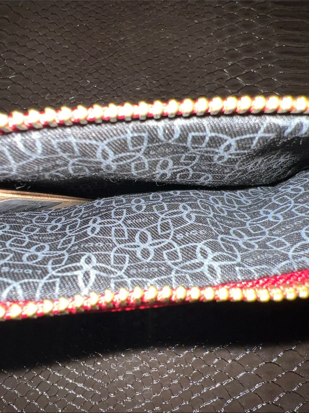 Lodis Red Leather Wristlet Clutch with Gold Hardware